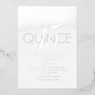 Monogram Quince Pers Glitter Zilver Folie Uitnodiging