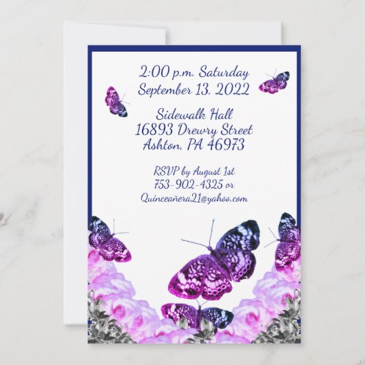 Monogram Quinceañera 15 en vlucht RSVP & Kaart (Achterkant)