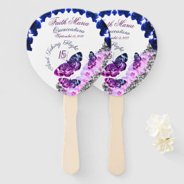 Monogram Quinceañera 15 met vliegende vlinder Handwaaier