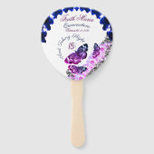 Monogram Quinceañera 15 met vliegende vlinder Handwaaier (Achterkant)