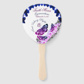 Monogram Quinceañera 15 met vliegende vlinder Handwaaier (Voorkant)