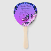 Monogram Quinceañera 15 met vliegende vlinder Handwaaier (Voorkant)