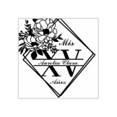Monogram Quinceanera Mis XV geometrische bloem Rubberstempel (Afrduk)