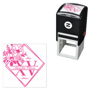 Monogram Quinceanera Mis XV geometrische bloem Zelfinktende Stempel