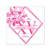 Monogram Quinceanera Mis XV geometrische bloem Zelfinktende Stempel (Design)