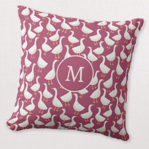 Monogram Quirky Witte Gans Besrood Cottagecore Kussen