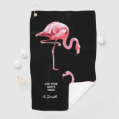 Monogram Quote Cute en Trendy Tropical Flamingo Golfhanddoek (Insitu)