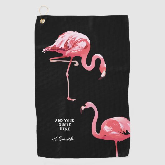 Monogram Quote Cute en Trendy Tropical Flamingo Golfhanddoek (Voorkant)