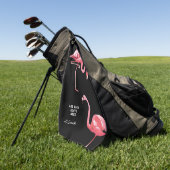 Monogram Quote Cute en Trendy Tropical Flamingo Golfhanddoek (Groen)