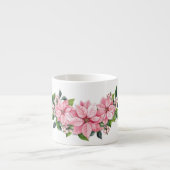 Monogram & Quote, Roze Poinsettia Swag op 6oz Espresso Kop (Voorkant)
