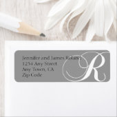 Monogram R-adreslabels grijs Etiket (Insitu)