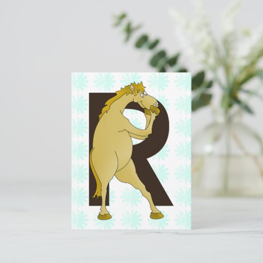 Monogram R Agile Pony Gepersonaliseerd Briefkaart (Staand voorkant)