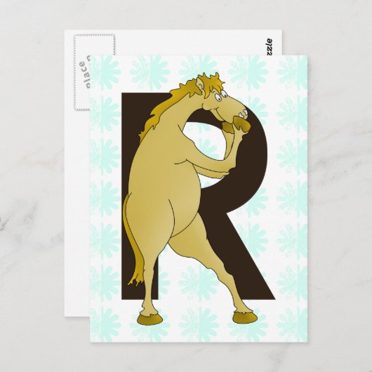 Monogram R Agile Pony Gepersonaliseerd Briefkaart (Voorkant / Achterkant)