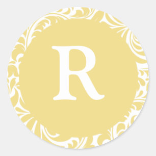 Monogram R Antiek gouden bruiloft Ronde Sticker