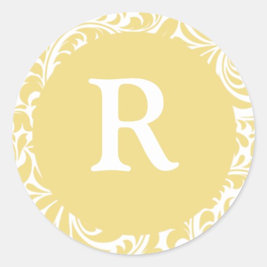 Monogram R Antiek gouden bruiloft Ronde Sticker (Voorkant)