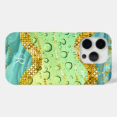 Monogram R Aqua Lime Goud Marmer Fantasie Druppels Case-Mate iPhone Case (Achterkant (horizontaal))