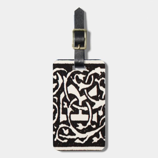 Monogram R Art Nouveau Bagagelabel (Voorkant verticaal)