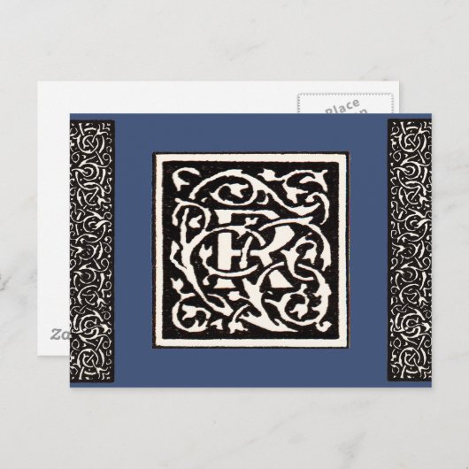 Monogram R Art Nouveau Briefkaart (Voorkant / Achterkant)