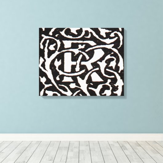 Monogram R Art Nouveau Canvas Afdruk (Insitu (Houten vloer))