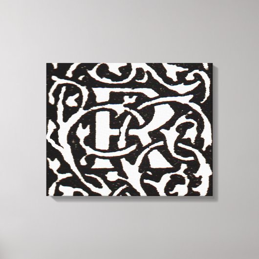 Monogram R Art Nouveau Canvas Afdruk (Voorkant)
