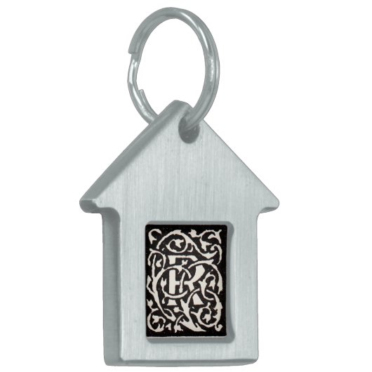  Monogram R Art Nouveau Huisdieren Naamplaatje (Voorkant Links)