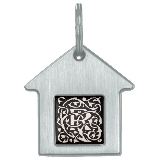  Monogram R Art Nouveau Huisdieren Naamplaatje (Voorkant)