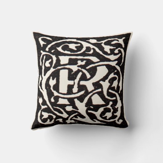  Monogram R Art Nouveau Kussen (Achterkant)