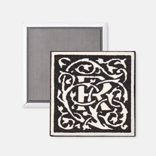  Monogram R Art Nouveau Letter Magneet (Voorkant / Achterkant)