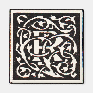Monogram R Art Nouveau Letter Magneet