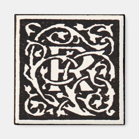 Monogram R Art Nouveau Letter Magneet (Voorkant)