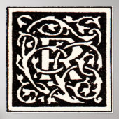  Monogram R Art Nouveau Letter Poster (Voorkant)