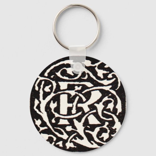 Monogram R Art Nouveau Letter Sleutelhanger (Voorkant)