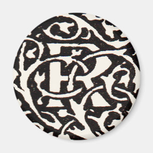  Monogram R Art Nouveau Magneet