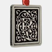 Monogram R Art Nouveau Metalen Ornament (Rechts)