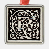  Monogram R Art Nouveau Metalen Ornament (Voorkant)