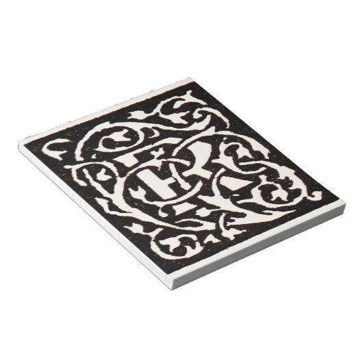  Monogram R Art Nouveau Notitieblok (Schuin)