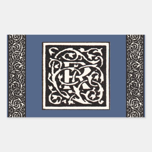 Monogram R Art Nouveau Rechthoekige Sticker (Voorkant)