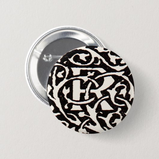 Monogram R Art Nouveau Ronde Button 5,7 Cm (Voorkant /achterkant)