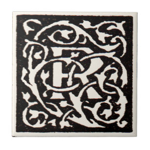 Monogram R Art Nouveau Tegeltje
