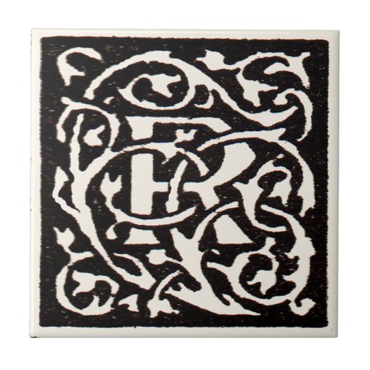 Monogram R Art Nouveau Tegeltje (Voorkant)
