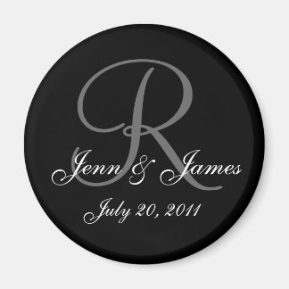 Monogram R bruiloft bruid bruidegom datum magneet