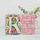 Monogram R Colorful Watercolor Flowers Birthday  Kaart (Staand voorkant)