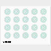 Monogram R Dusty Aqua - Aangepaste zegels voor ons (Vel)