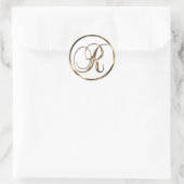 Monogram R Faux Bronze Ronde Sticker (Tas)