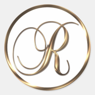 Monogram R Faux Bronze Ronde Sticker