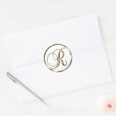 Monogram R Faux Bronze Ronde Sticker (Envelop)