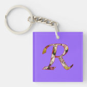 Monogram R Floral Design Sleutelhanger (voorkant)