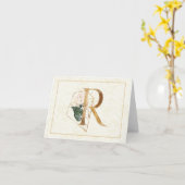 Monogram R Floral Note Kaart Gold (Gele Bloem)