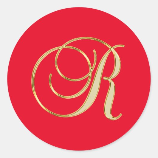 Monogram R gouden script Ronde Sticker (Voorkant)