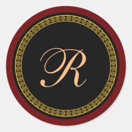 Monogram "R" goudkleurig script Ronde Sticker
